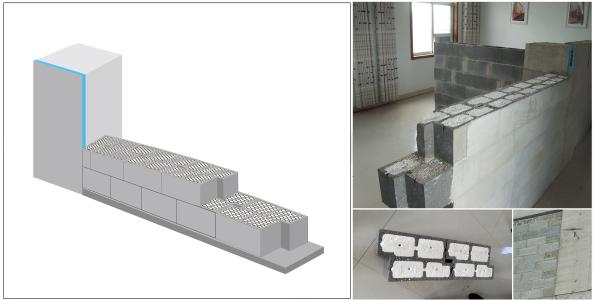 碱小砌块由于轻质高强,加设芯柱灵活并可提高抗震性能等优点而成为