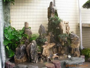 假山水景 水池喷泉 黄蜡石假山 红石假山
