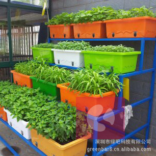 热卖能长久使用,大气美观,可自动浇灌的阳台种菜盆,绿色花盆